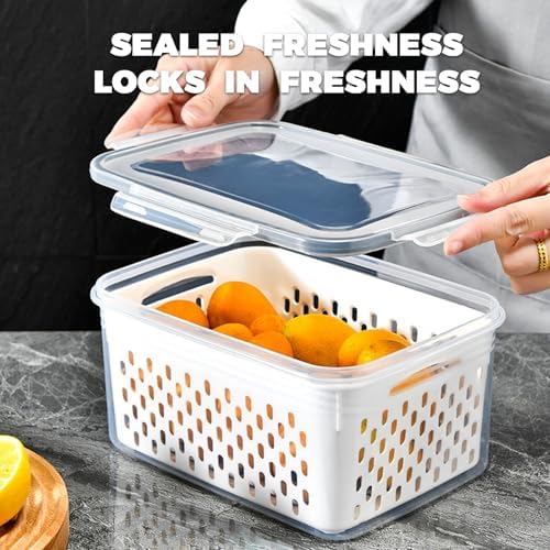 3-Piece Fruit Storage Containers with Removable Drain Baskets