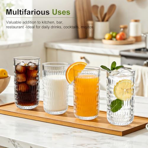 Highball Glasses Set of 6, 12oz Crystal Drinking Glasses, Lead-free