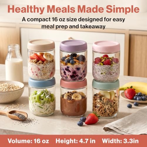 EDELHAUS Glass Overnight Oats Containers with Lids
