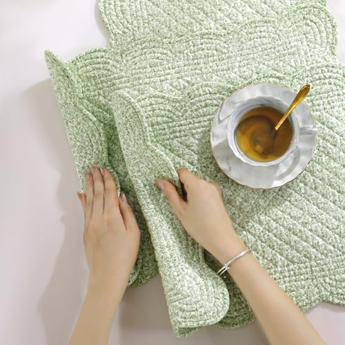MABOZOO 100% Cotton Quilted Placemats Set of 6,Washable Cloth Table