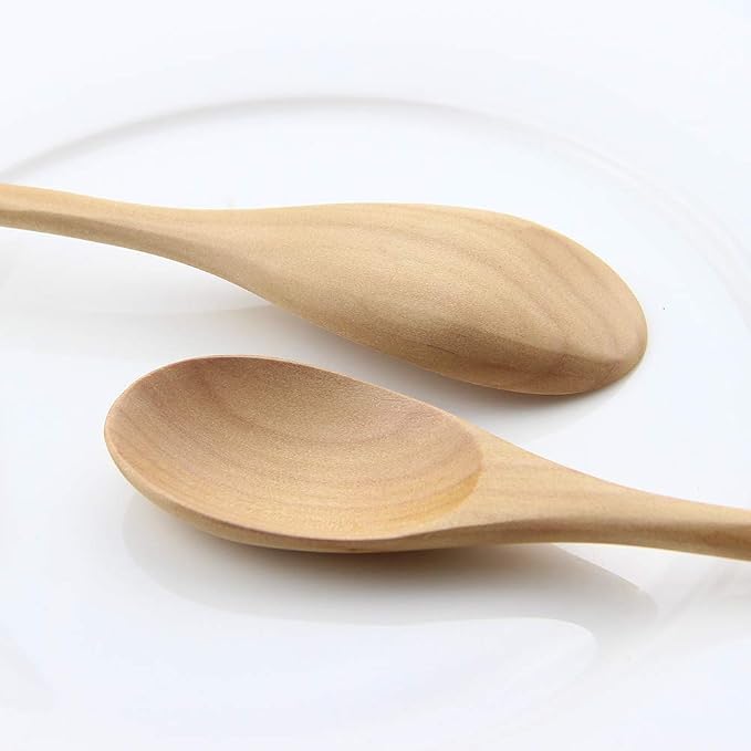 AOOSY Wooden Spoons for Cooking, 9 Inches 6 Pieces Japanese Natural Ellipse - Image 4
