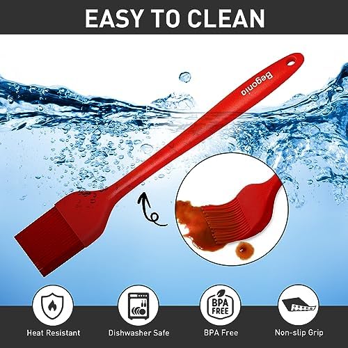 Begonia Silicone Basting Pastry Brush,2pcs 10+8 inch BBQ Sauce