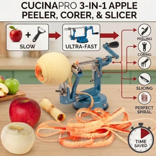 Apple Peeler and Corer, Chrome Cast Iron