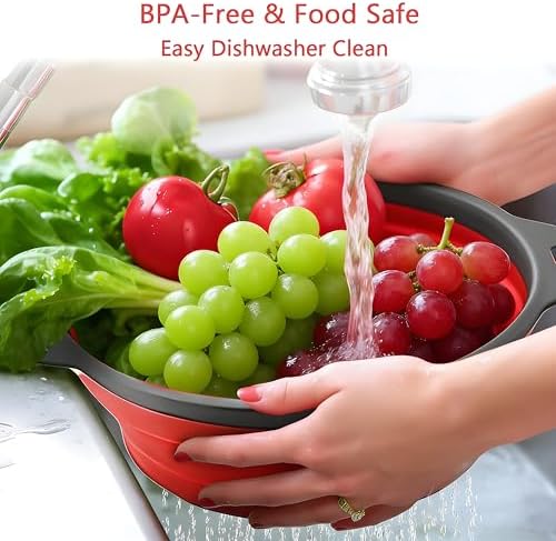 UVB Collapsible Colander Set, Space-Saving Foldable Kitchen Strainer
