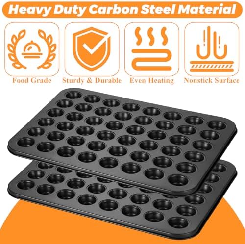 2 Pack Mini Muffin Pan 48 Cup, MICRO-sized Cupcake Pans for Baking