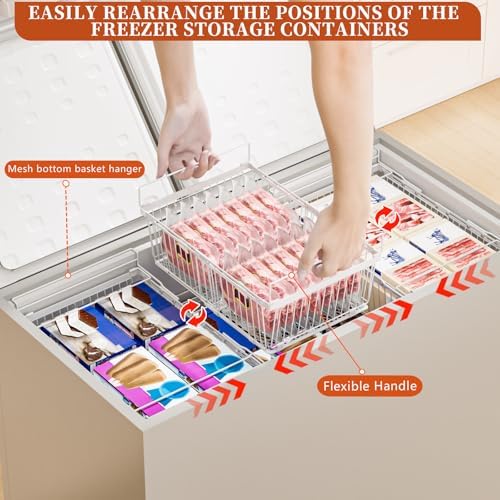 Hanging Freezer Organizer Bins for 5 to 20 Cu.Ft,Leak-Proof