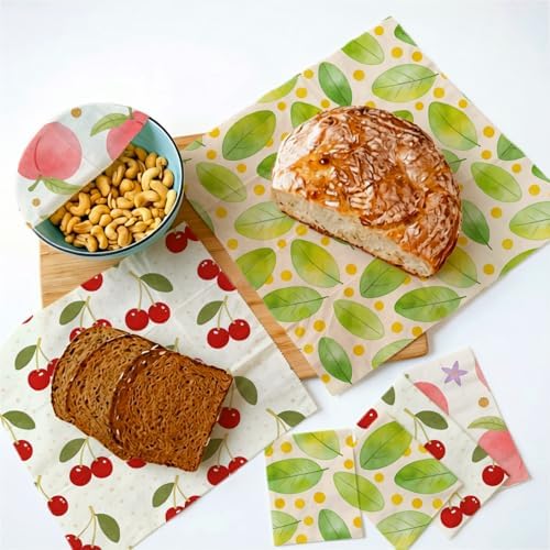 Reusable Beeswax Wraps, Peach Cherry, 9 Pack