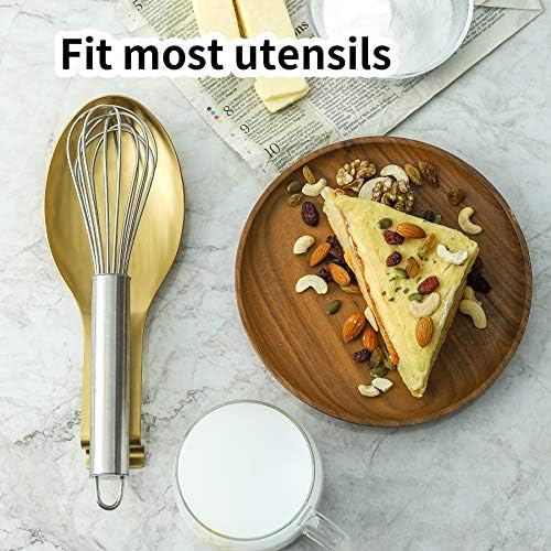 BETTWILLGold Spoon Rest for Kitchen Counter, Stainless Steel Spoon