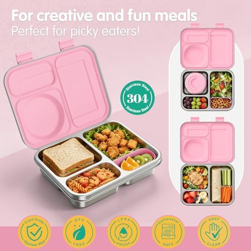 Stainless Steel Bento Box Kids Adult with 8oz Soup Thermo, 3