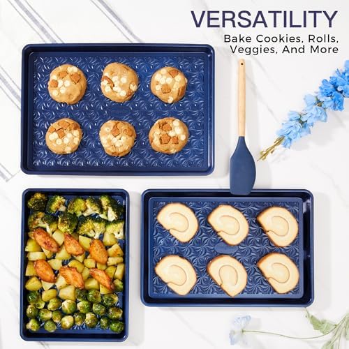 Nonstick Baking Sheet Pan Set of 3, Cookie Sheets for Oven, Non-Toxic