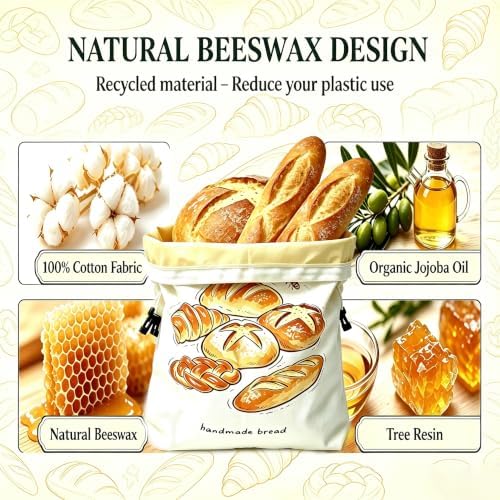 XL Beeswax Bread Bag Set, 17x13 Inch, 4-Piece