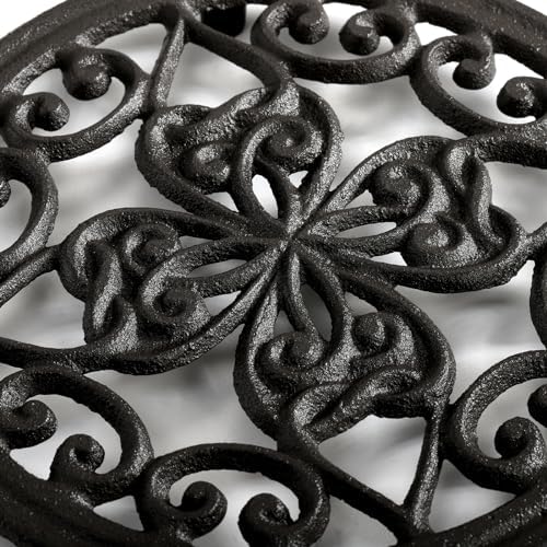 Coloch 2 Pack Cast Iron Trivet, 7.1 Inch Round Metal Trivet with