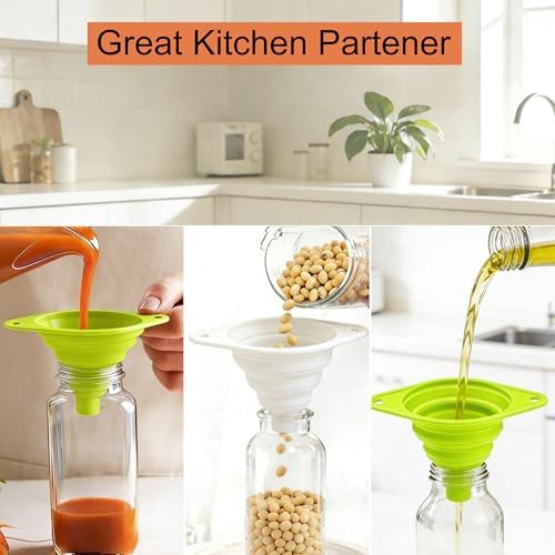 Food Grade Silicone Collapsible Funnels, New Upgrade Kitchen Funnel