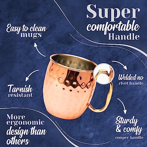 Kitchen Science Premium Hammered Copper Moscow w/Thumb Rest Mugs