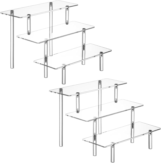 HENABLE 2PCS Acrylic Display Risers, 3 Tier Clear Cupcake Stand Risers by HENABLE