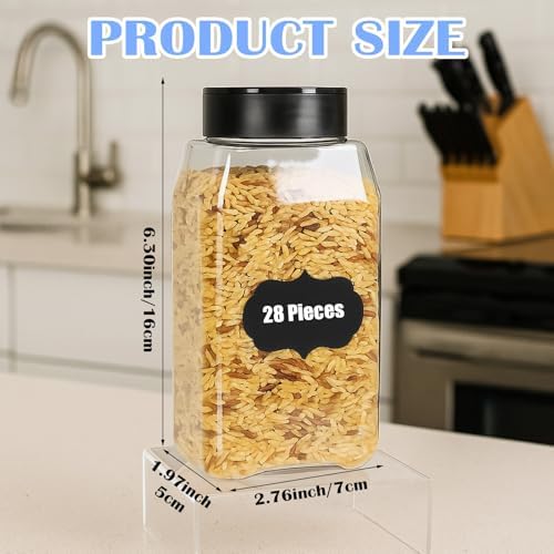 28 Pack 16 oz Plastic Spice Jars with Cap, Clear Empty Square Bottle