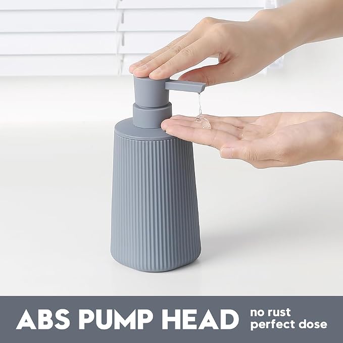 Small Soap Dispenser for Bathroom and Kitchen, Modern Farmhouse Striped Style - Image 3