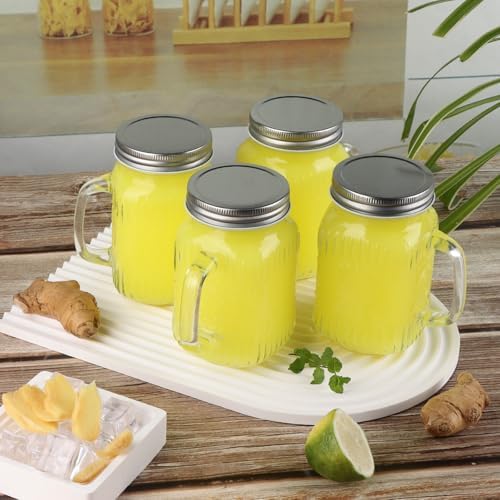 Magicsky Glass Mason Jar Drinking Cups with Handles Iced Coffee Mugs