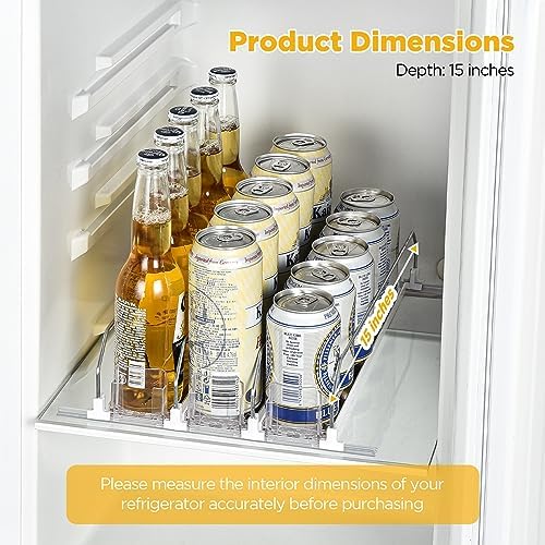 OTraki Fridge Drink Organizer, 3 Rows, Clear