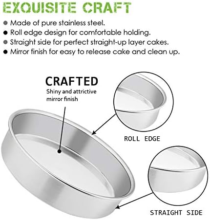 E-far 91⁄2 Inch Cake Pan Set of 2, Stainless Steel Round Cake Baking