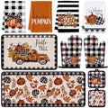 10 Pcs Fall Kitchen Decor Set, Black and White Fall Pumpkin Microfiber