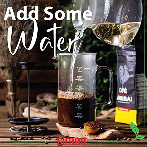 SIMAX French Press Coffee Maker, 1 Liter, Borosilicate Glass