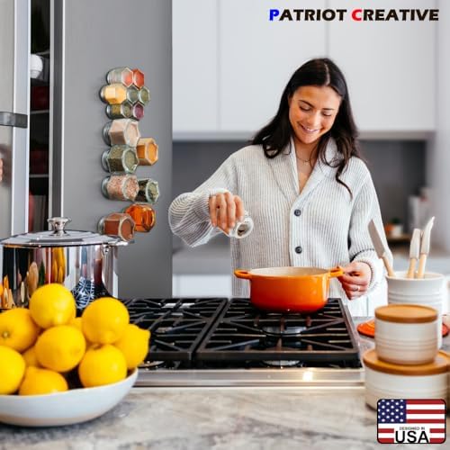 PATRIOT 25-Pack Hexagon Glass Spice Jars, Shaker Lids
