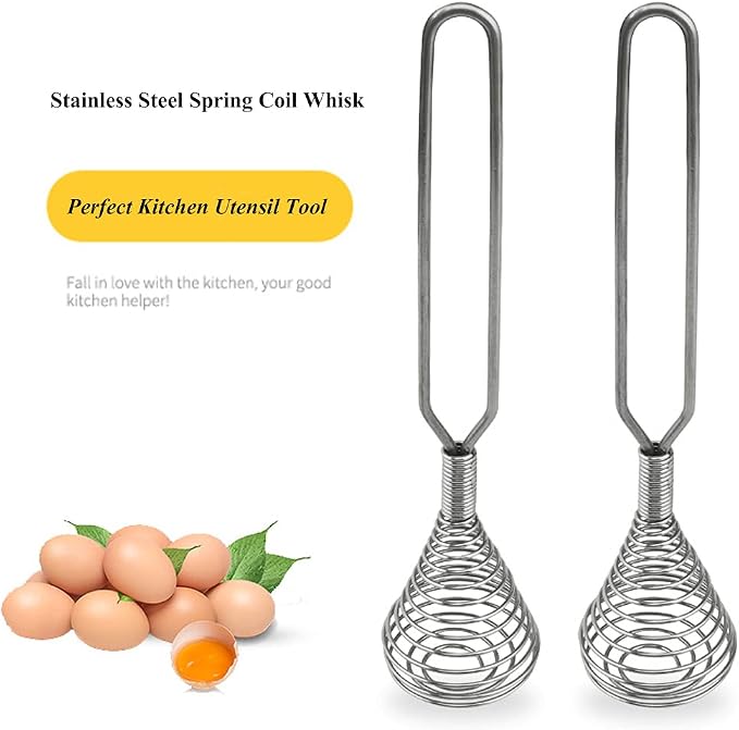 Stainless Steel Spring Coil Whisk Wire Whip Cream Egg Beater Gravy Cream Hand - Image 3