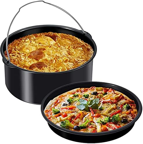 2Pcs Air Fryer Accessories, 8 Inch Air Fryer Pizza Cake Pan and Baking