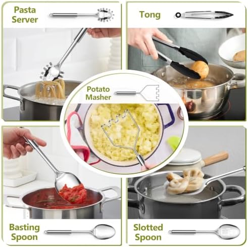 E-far 10-Piece Stainless Steel Kitchen Utensil Set with Holder