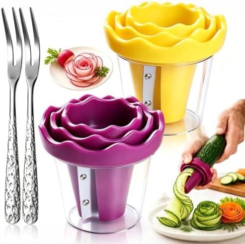 Manual Vegetable Spiralizer and Curler for Rose Flower Carving,2PCS-A