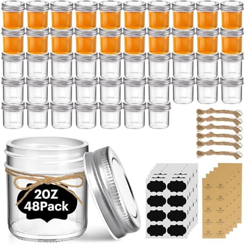 ComSaf 2 oz Mini Mason Jars, 48 Pack