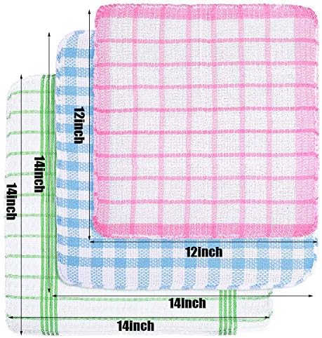 Patelai 12 Pcs Kitchen Dish Cloths Washing, Color, 14x14 Inch,12x12