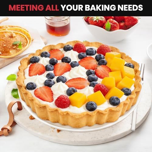 New 9 Inch Tart Pan with Removable Bottom,Non-Stick Carbon Steel