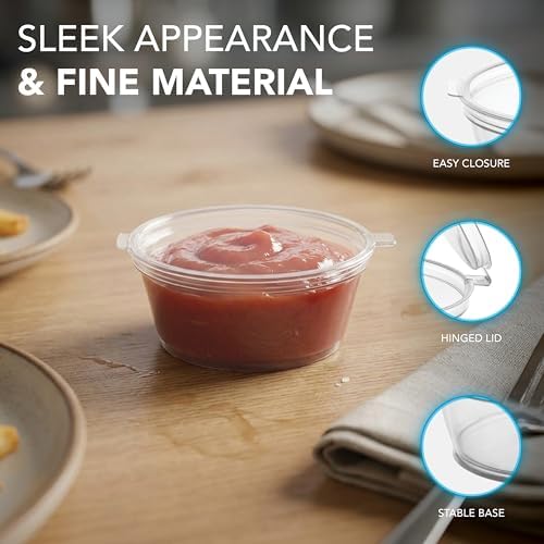 Party Essentials Leak Proof Plastic Condiment Souffle Containers with