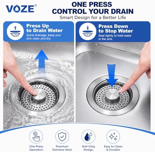 3-in-1 Stainless Steel Kitchen Sink Drain Strainer and Stopper