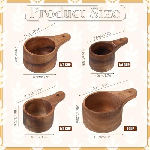 10-Piece Wooden Measuring Cups and Spoons Set, Handcrafted Acacia
