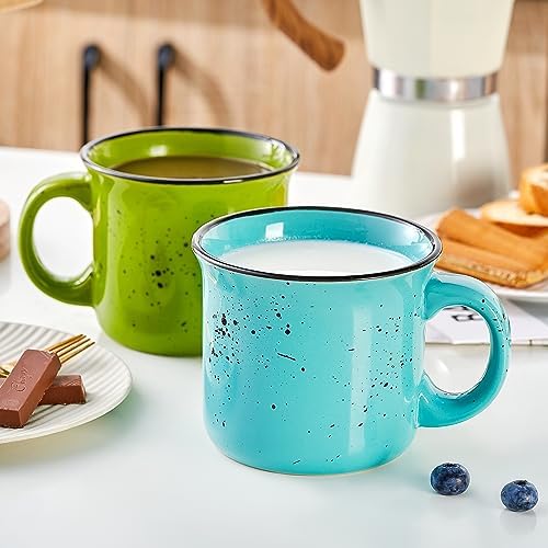 bestone Set of 4 Large Ceramic Mugs with Handles, 16 oz, Vibrant