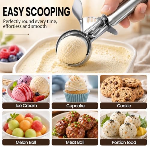 Ice Cream Scoop with Trigger, Small Size Cookie Scoop for Baking-5.25