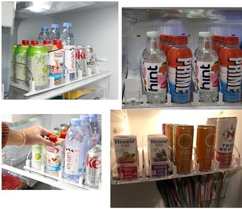 Drink Organizer for Fridge-White Automatic Pusher Glide,12oz 16oz