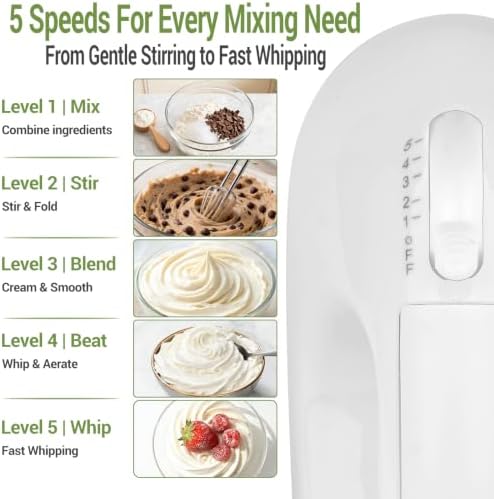 WEPSEN 5-Speed Electric Hand Mixer Set