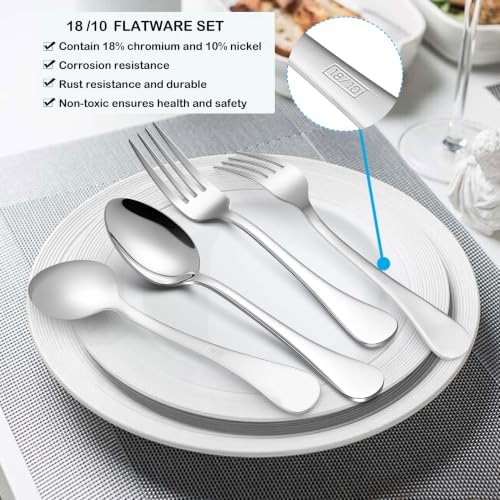 LIANYU Silverware 18/10 Stainless Steel, Flatware Cutlery Set Service for 8