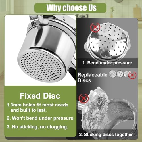 Large 15 oz Stainless Steel Fixed Disc Potato Ricer