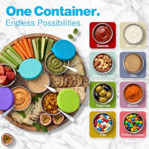 6 Pack 2.4oz Leakproof Salad Dressing Containers for Lunch Boxes