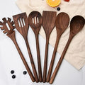 6 Pcs Black Walnut Kitchen Utensils Set,Handmade Natural Walnut