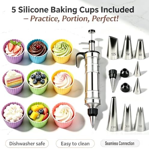 Cake Decorating Syringe Set–Icing piping kit with Piping Bags and Tips