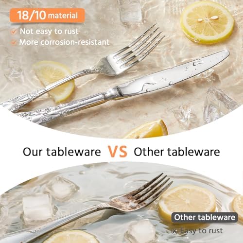 KINGSTONE 20-Piece Vintage Silverware Set, 18/10 Stainless Steel
