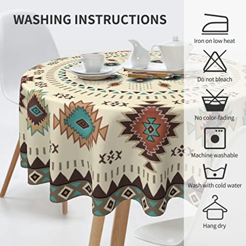 Giwawa Aztec Southwestern Round Tablecloth 60" Ethnic Tribal Geometric