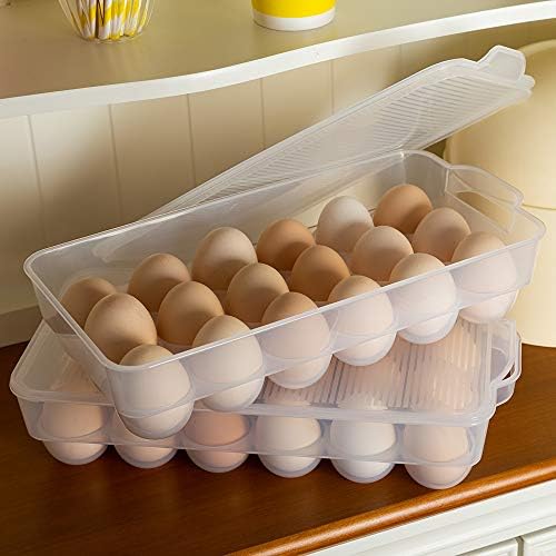 Eslite Covered Egg Holder,Egg Storage for Refrigerator,Fits 18