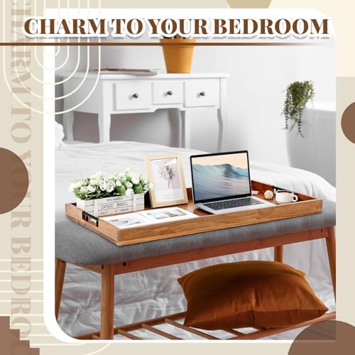 Blushtier 32 x 18 Inch Extra Large Wood Serving Ottoman Tray, Square